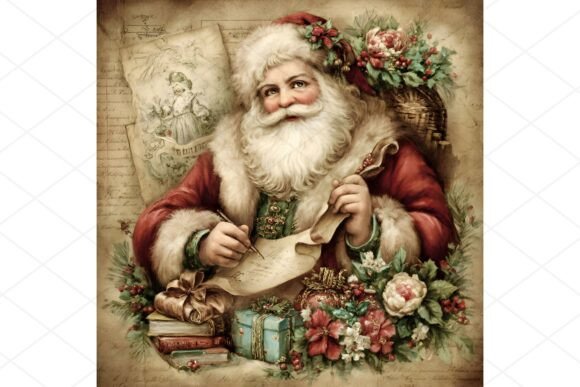 Download 4 Vintage Santa Claus Clipart JPGs - Vintage santa Collection