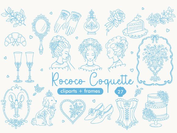 Download Rococo Coquette Clipart &amp; Frames SVG - Rococo Collection