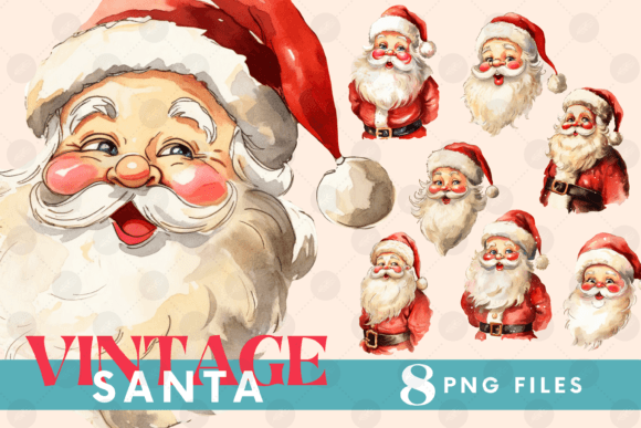 Download Vintage Santa Clipart Sublimation Bundle - Vintage santa Collection