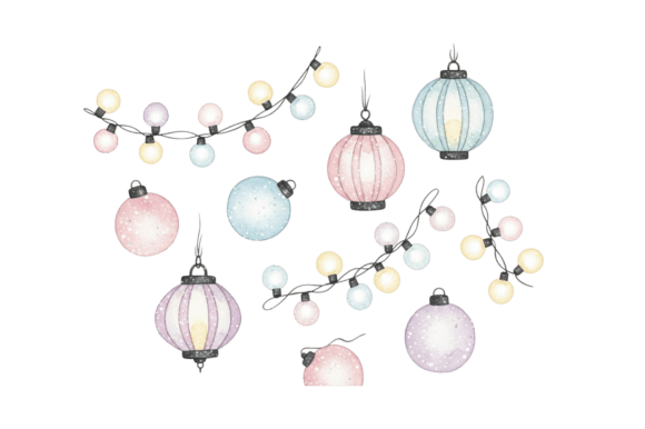 Download Watercolor Pastel Holiday Decorations - Holiday Collection